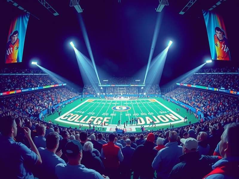 Digital American football stadium with retro pixel art style