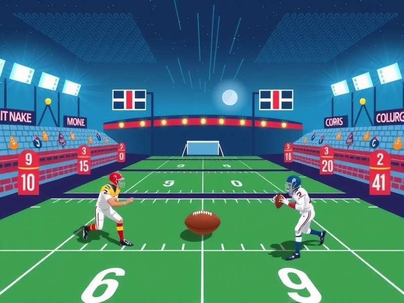 Screenshot of Retro College Bowl gameplay showing an 8-bit quarterback throwing a pass