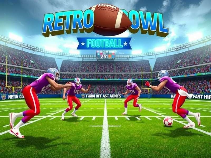 Screenshot of Retro Bowl gameplay showing a pixel art quarterback throwing a pass