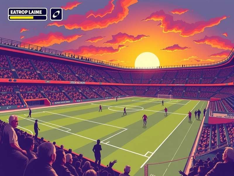 Retro Football – Classic pixel art football game scene with stadium and players