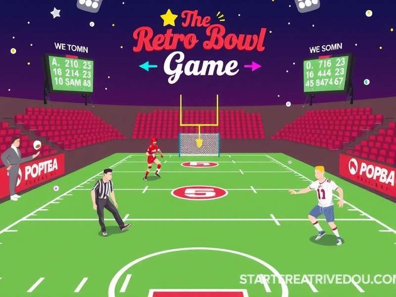 Retro Bowl Game championship match screenshot showing pixel-style football field and team management interface